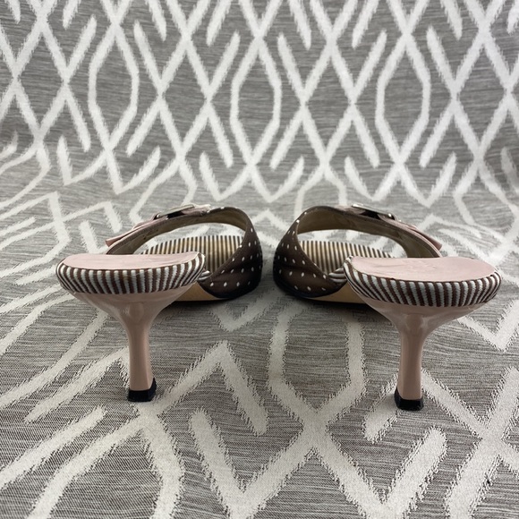 Vaneli Kitten Heel Mules Polka Dot Brown & Pink 8 - Picture 4 of 5